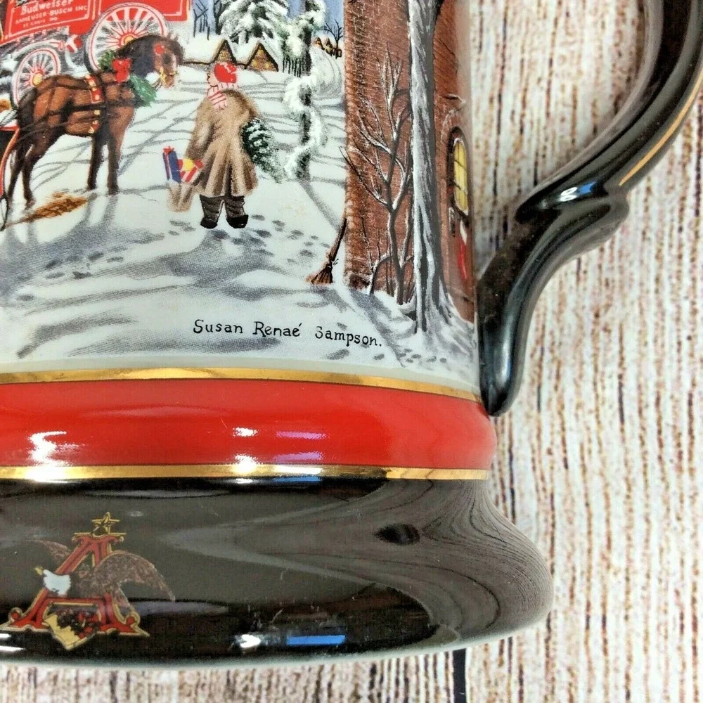 1992 Budweiser Holiday Beer Stein "A Perfect Christmas" Clydesdale Horses #12306 - Picture 8 of 9